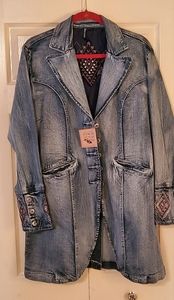 Womans long denim jacket